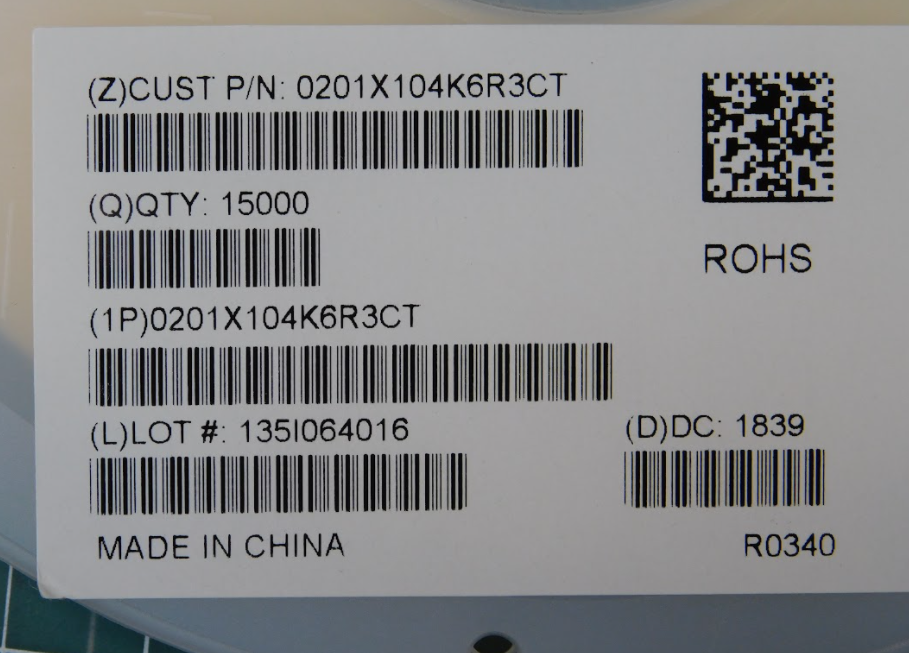 0201X104K6R3CT