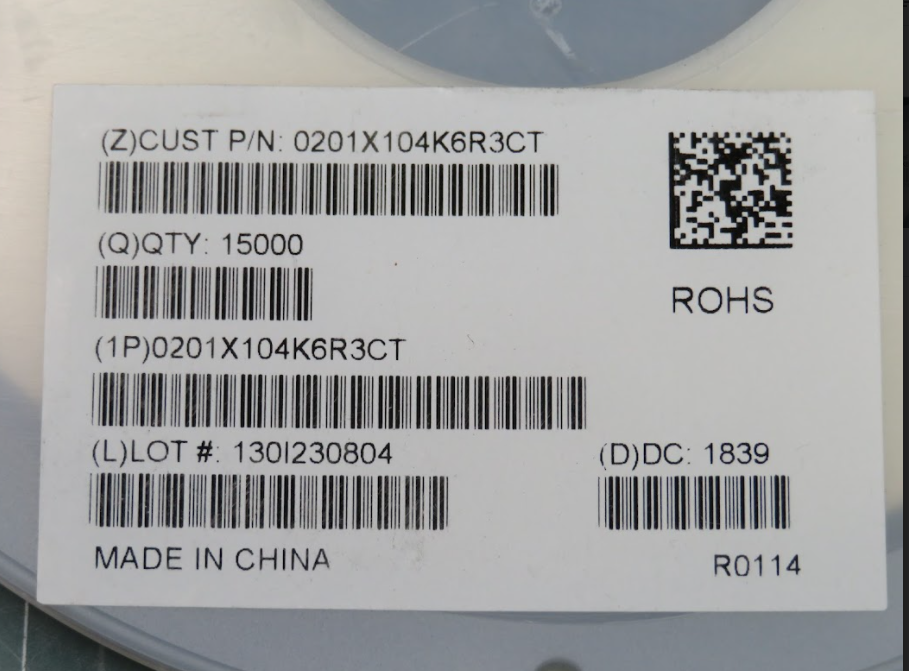 0201X104K6R3CT