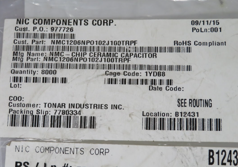 NMC1206NPO102J100TRPF